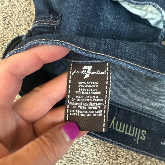 7 For All Mankind Men's Slimmy Straight Leg Jeans - Dark Wash Size 33 EUC - Picture 3 of 11